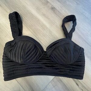 MNG By Mango Women’s Black Quilted Textured Bra Top Size S